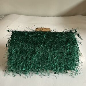 Emerald Green Textured Clutch Evening Bag